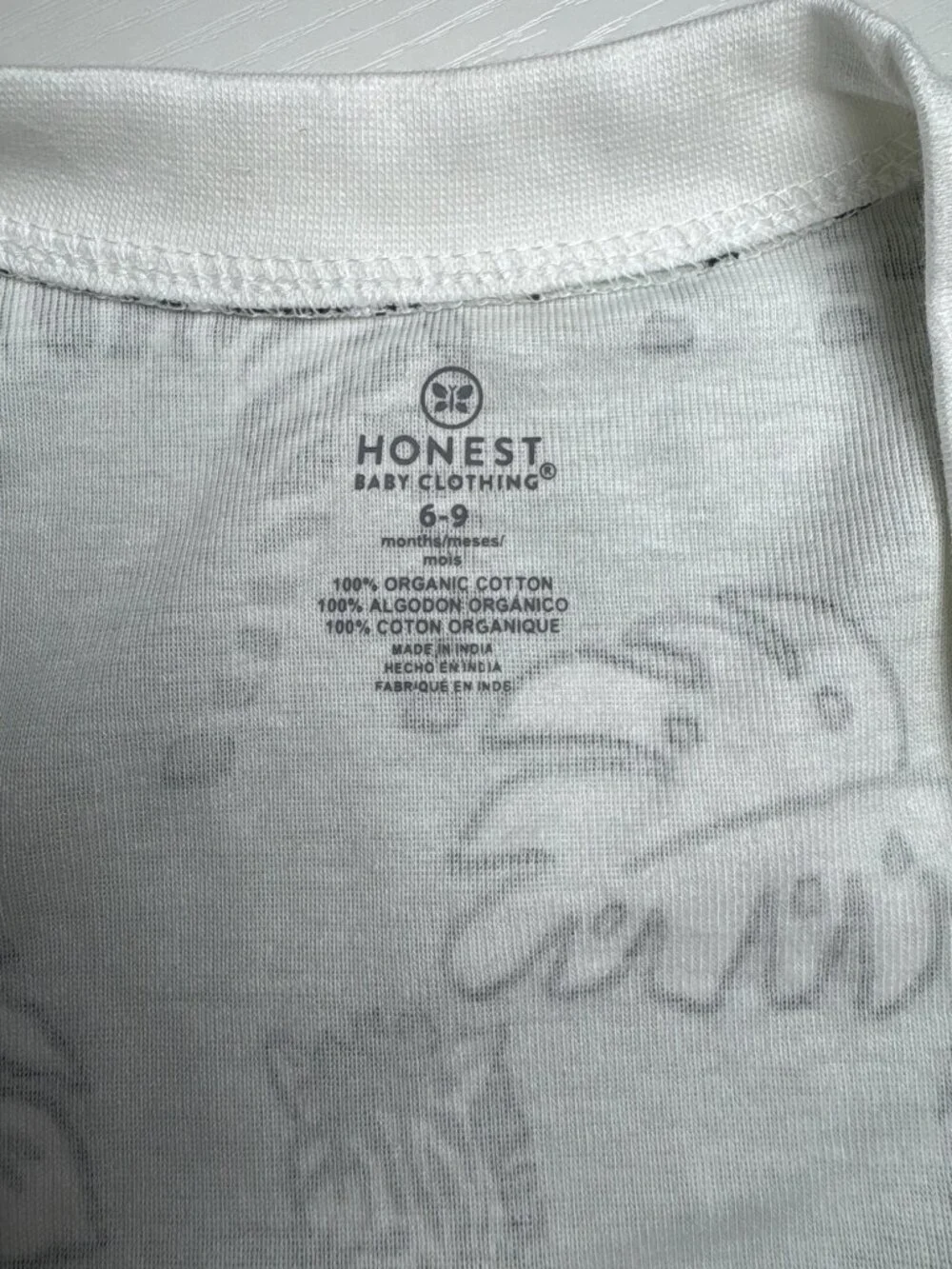 NWT Honest Organic Cotton Snug Fit Footed Sleeper Zebras Size 6-9M